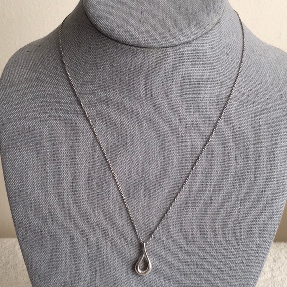 Tiffany&Co. Elsa Peretti Open Teardrop Pendant Necklace in Sterling Silver (18") - Picture 1 of 5